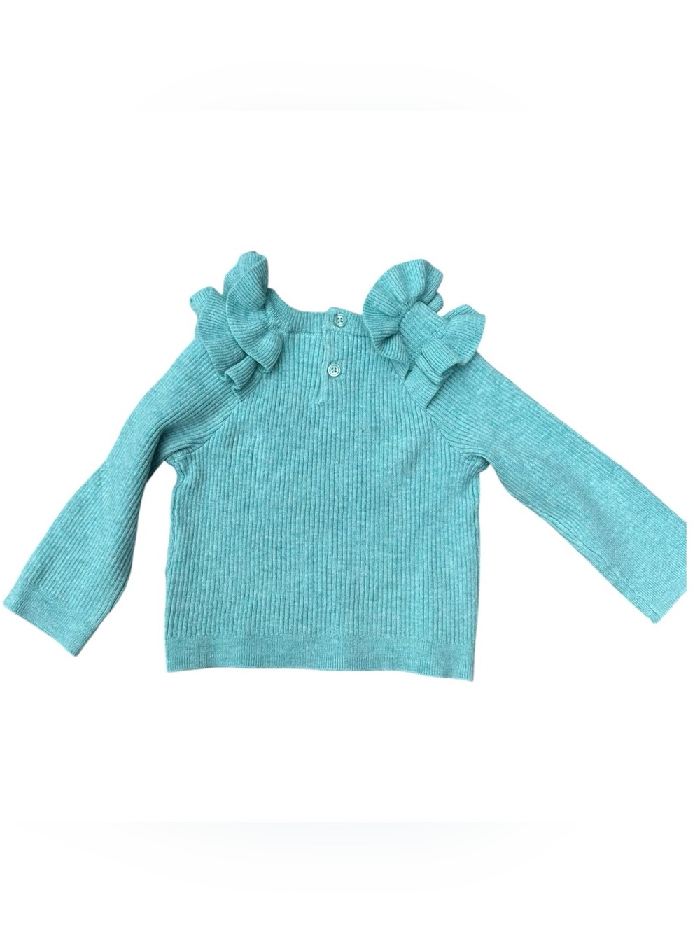 Wonder Nation Baby Girls Aqua Ruffle Sweater 3-6M NWT